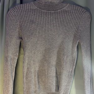 Zara Gray Cowl Neck Ribbed Sweater
